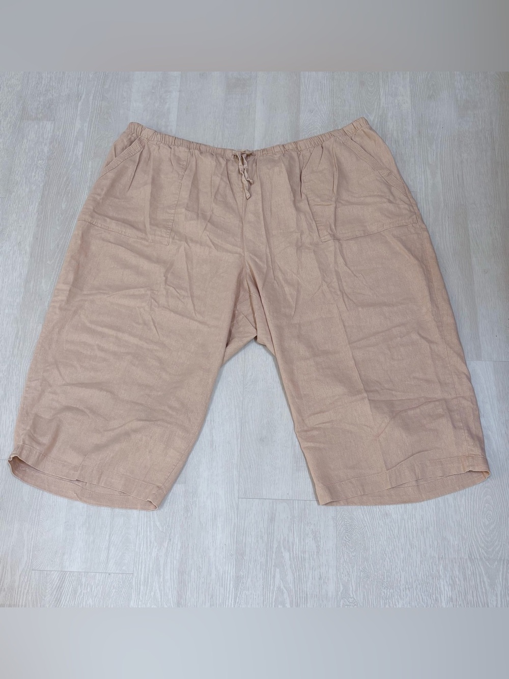ellos Linen-Blend Drawstring Shorts - Light Tan